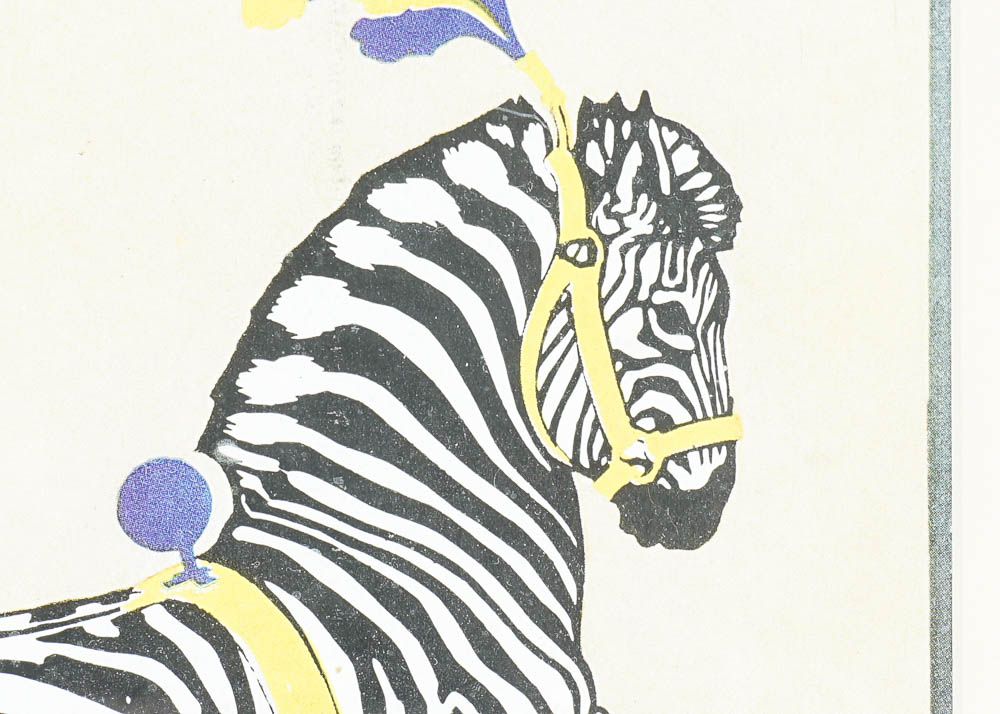 Moch'i Offset Lithograph of Zebras in Circus