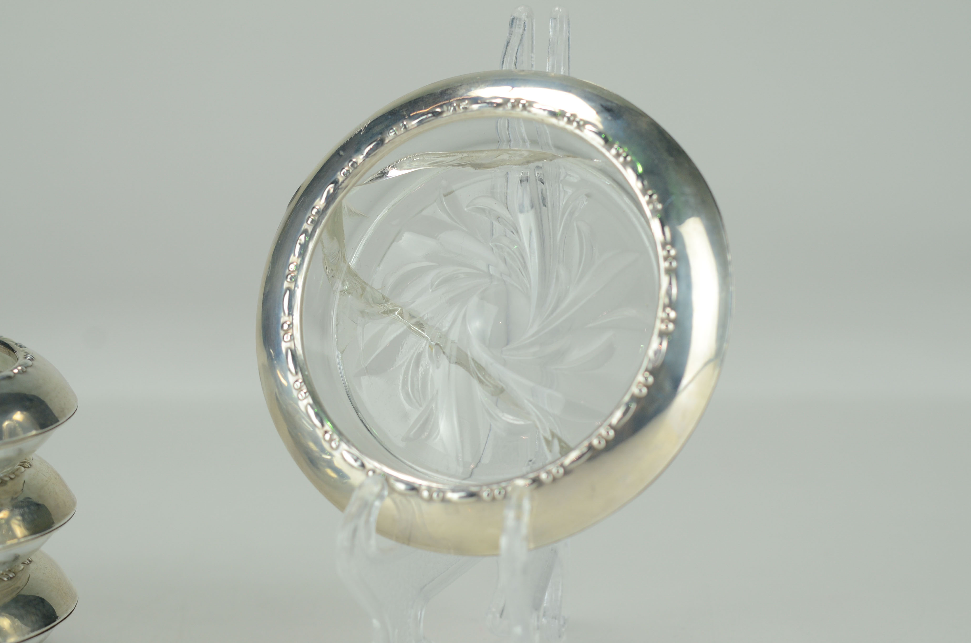 Amston Sterling and Glass Coasters