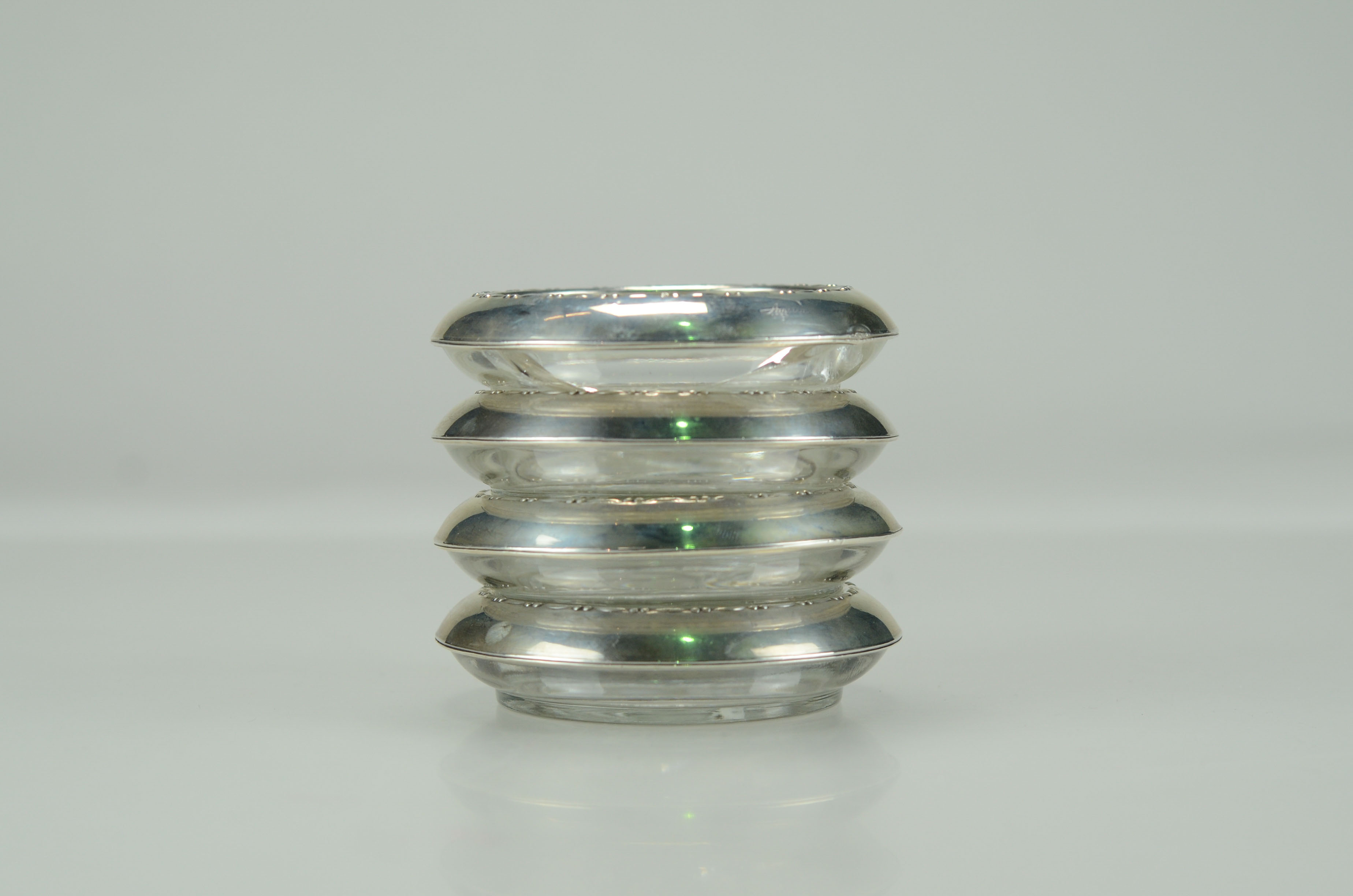 Amston Sterling and Glass Coasters