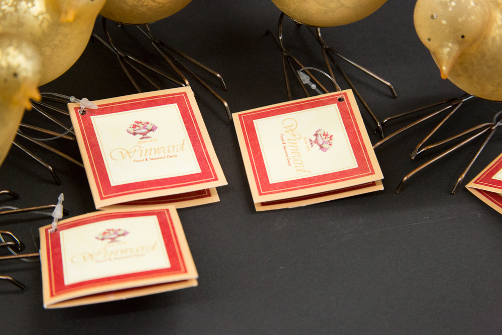 Set of Five Hand Blown Glass Birds