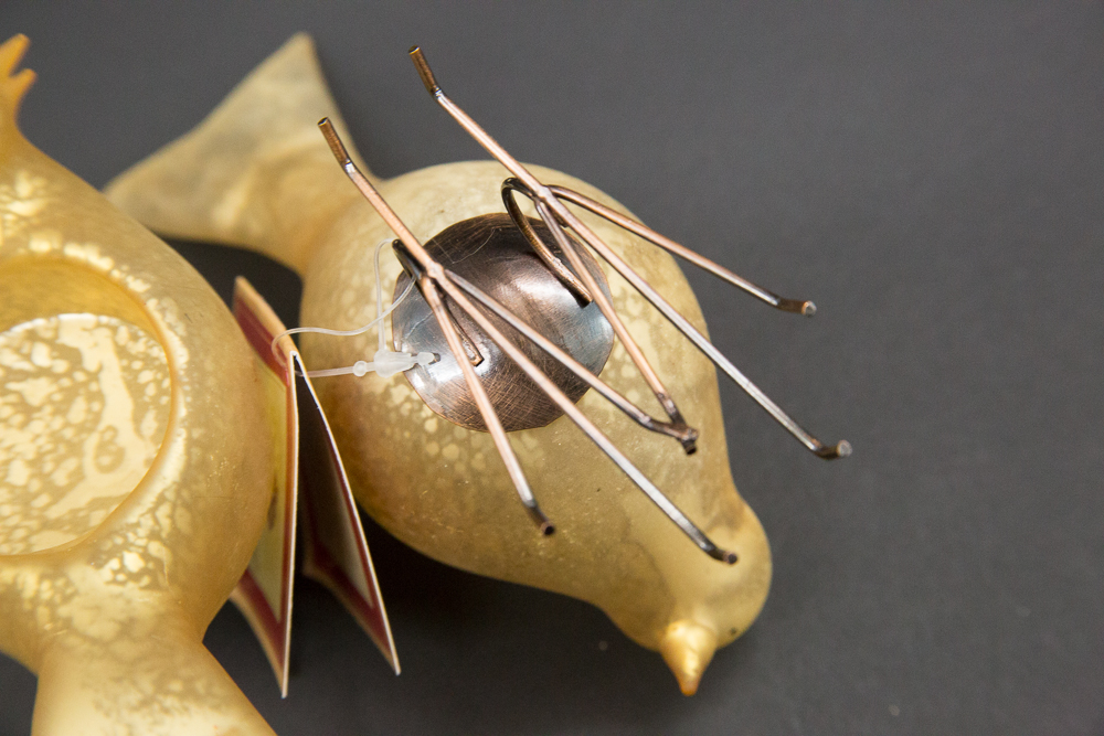 Set of Five Hand Blown Glass Birds