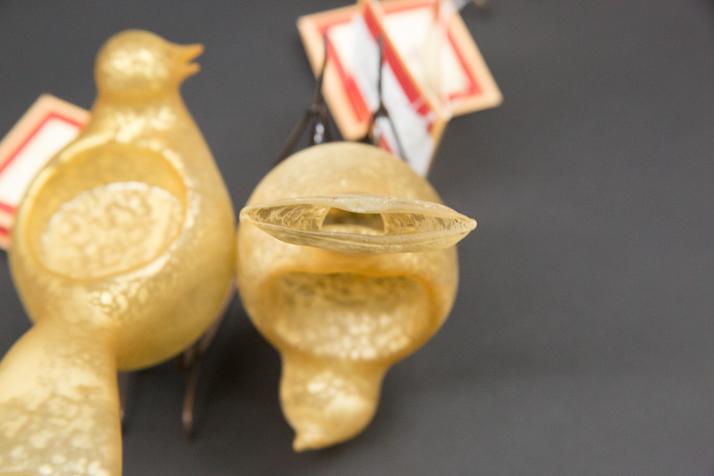 Set of Five Hand Blown Glass Birds