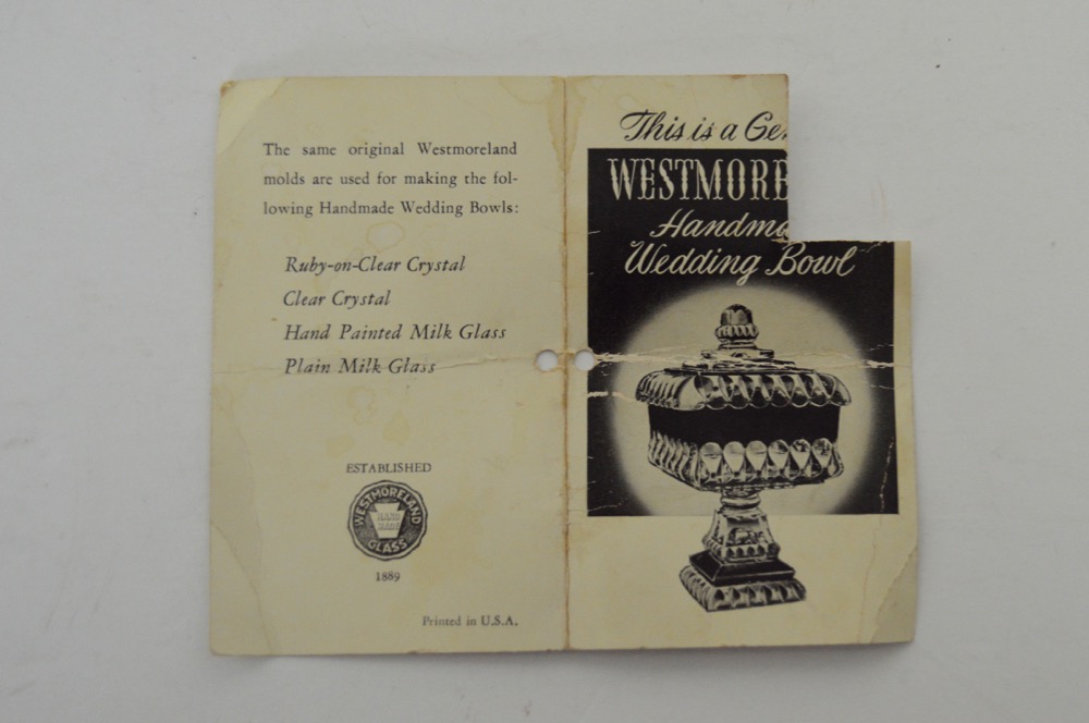 Vintage Westmoreland Handmade/Hand Decorated Wedding Bowl