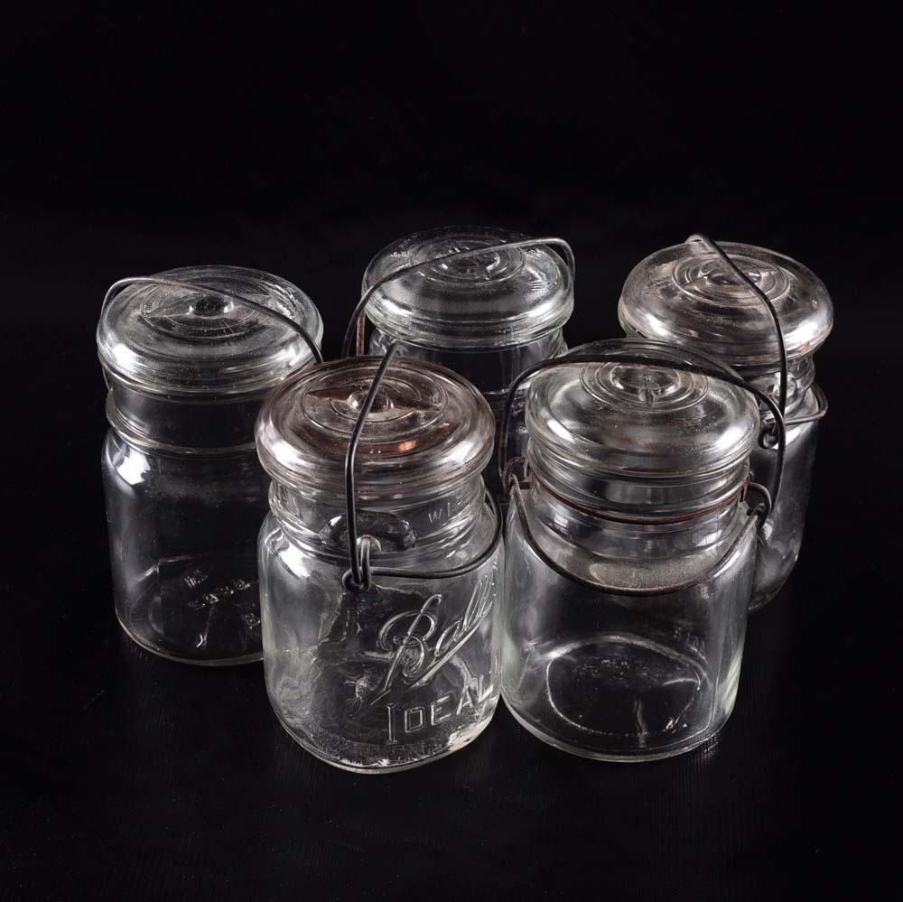 Glass Storage Jars including Ball and Hazel Atlas