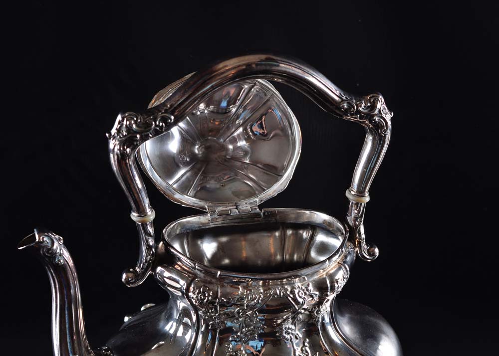 Reed and Barton Silver Plate Teapot on Burner