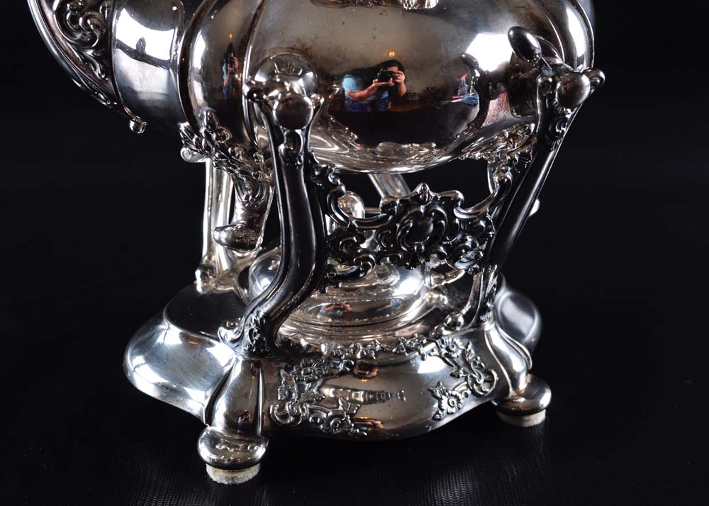 Reed and Barton Silver Plate Teapot on Burner