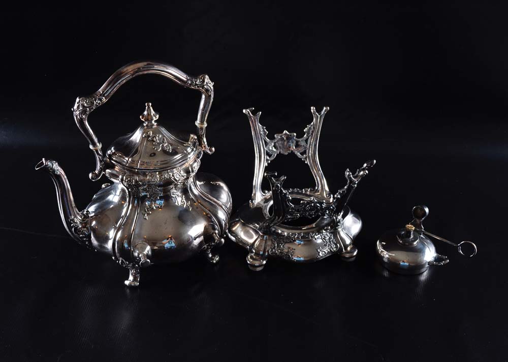 Reed and Barton Silver Plate Teapot on Burner
