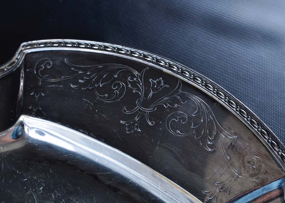 Chippendale Silver Plate Tea Set on Tray