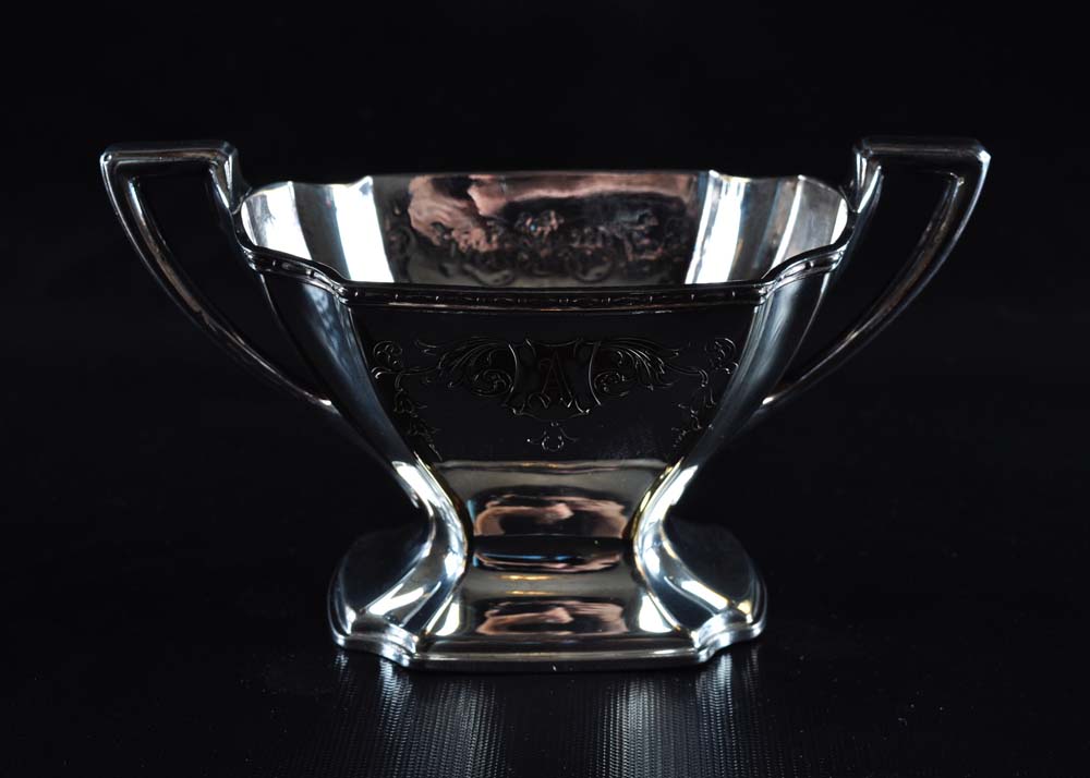 Chippendale Silver Plate Tea Set on Tray