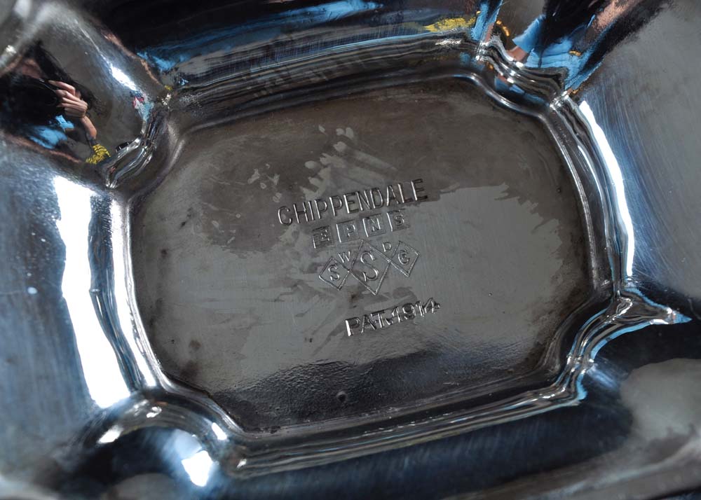 Chippendale Silver Plate Tea Set on Tray