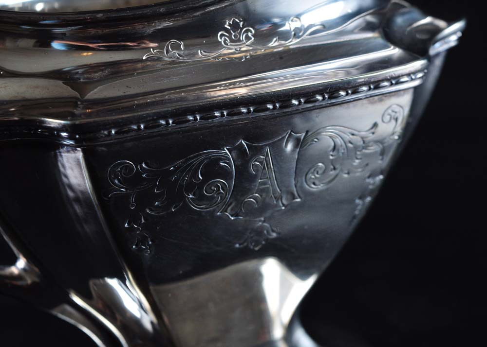 Chippendale Silver Plate Tea Set on Tray