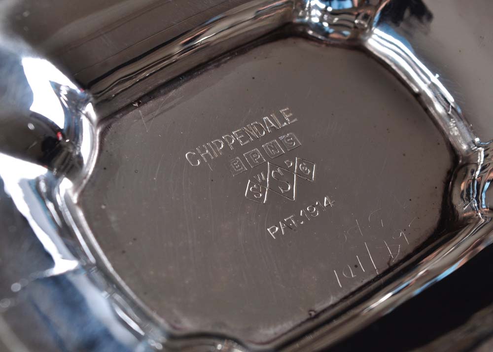 Chippendale Silver Plate Tea Set on Tray