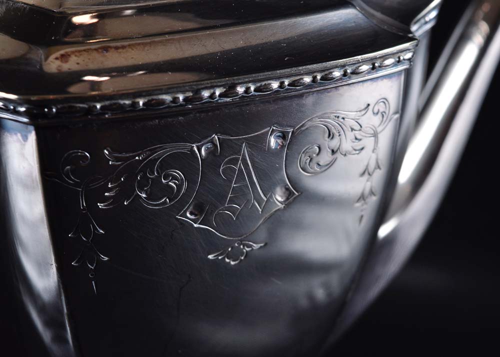 Chippendale Silver Plate Tea Set on Tray