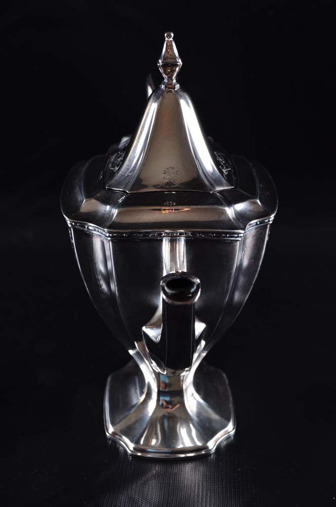 Chippendale Silver Plate Tea Set on Tray