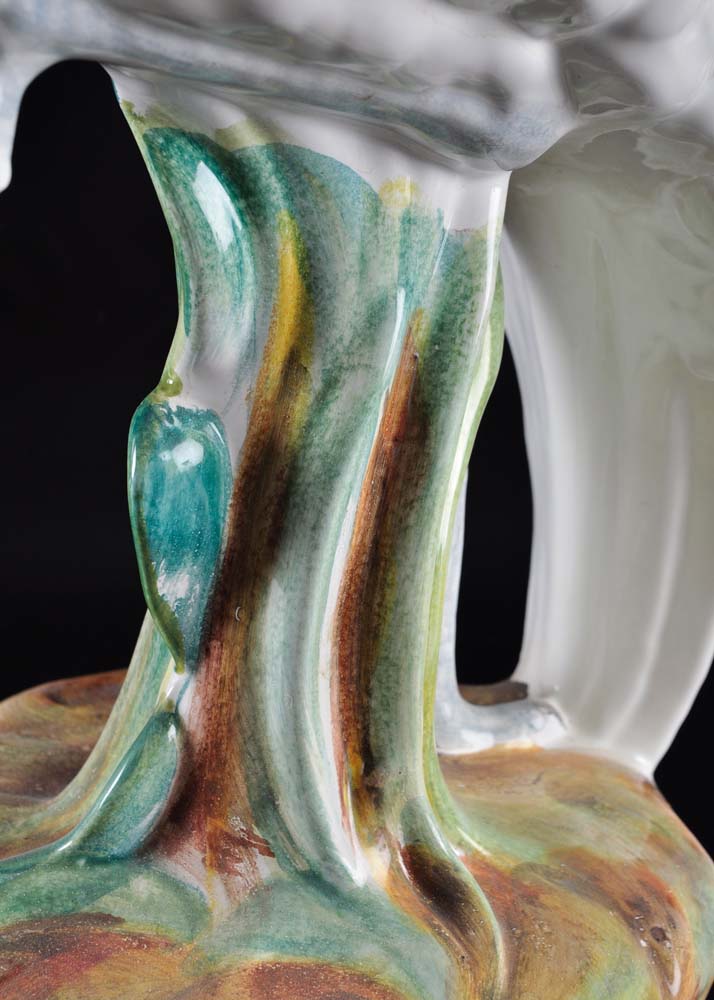 Majolica Style Heron Figure