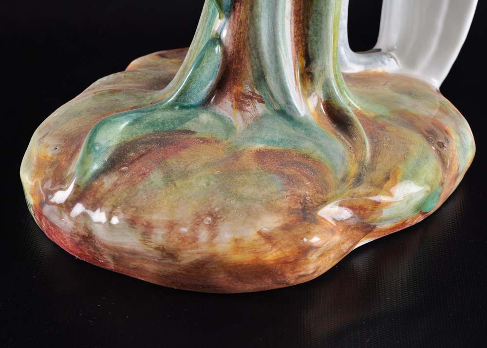 Majolica Style Heron Figure