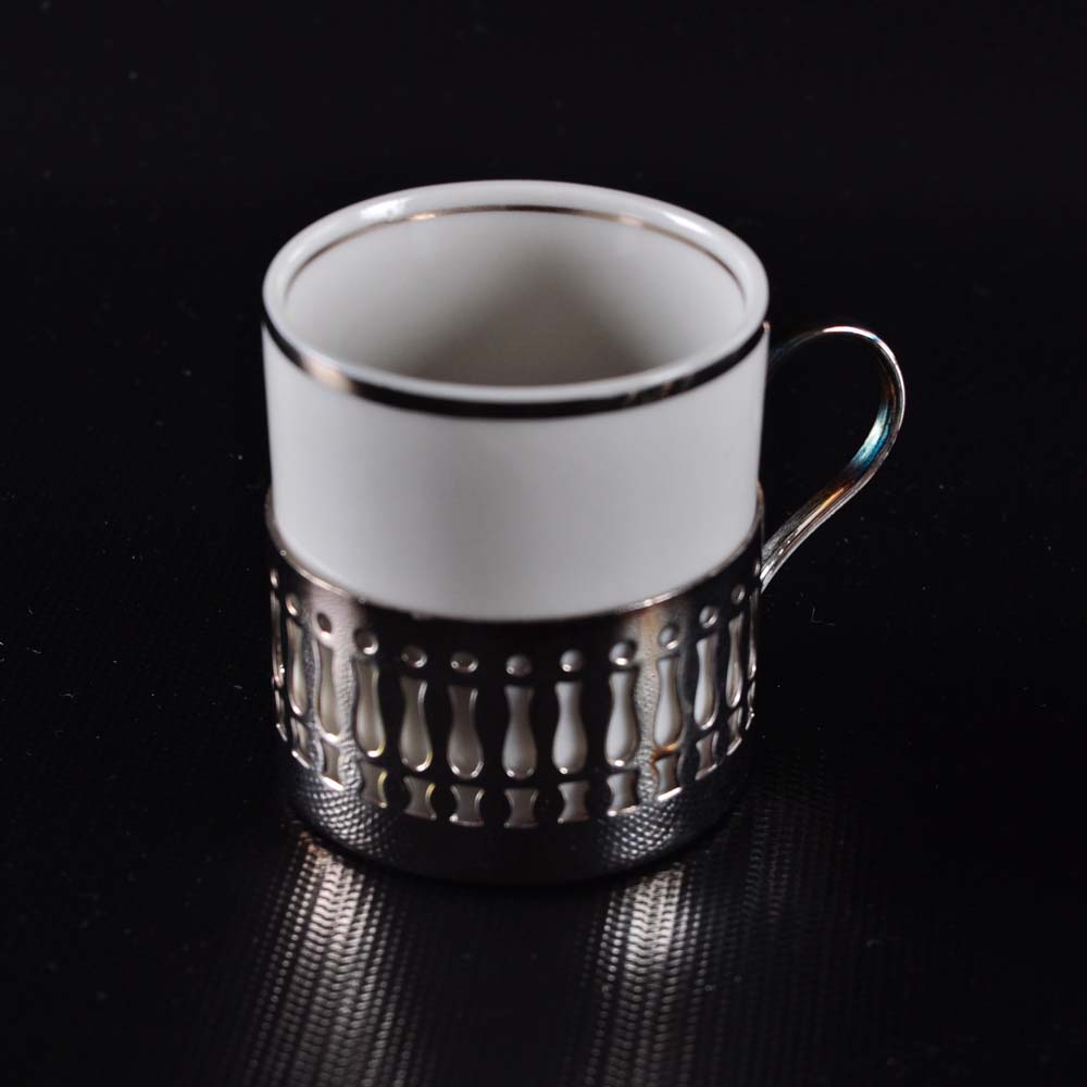 Veracruz Porcelain and Silver Plate Demitasse Set