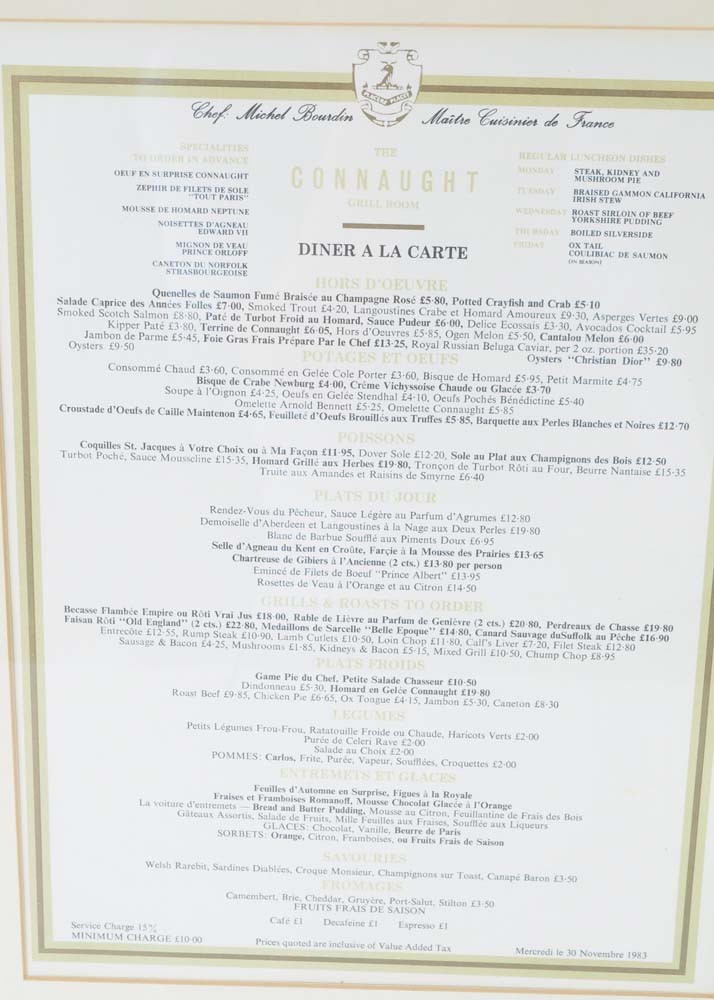 Framed Menu