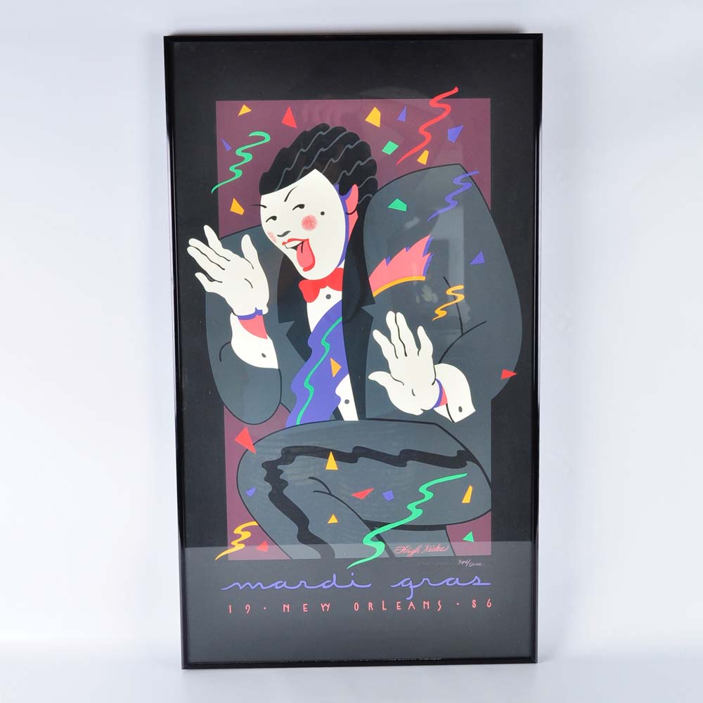 1986 Mardi Gras Numbered Lithograph Poster