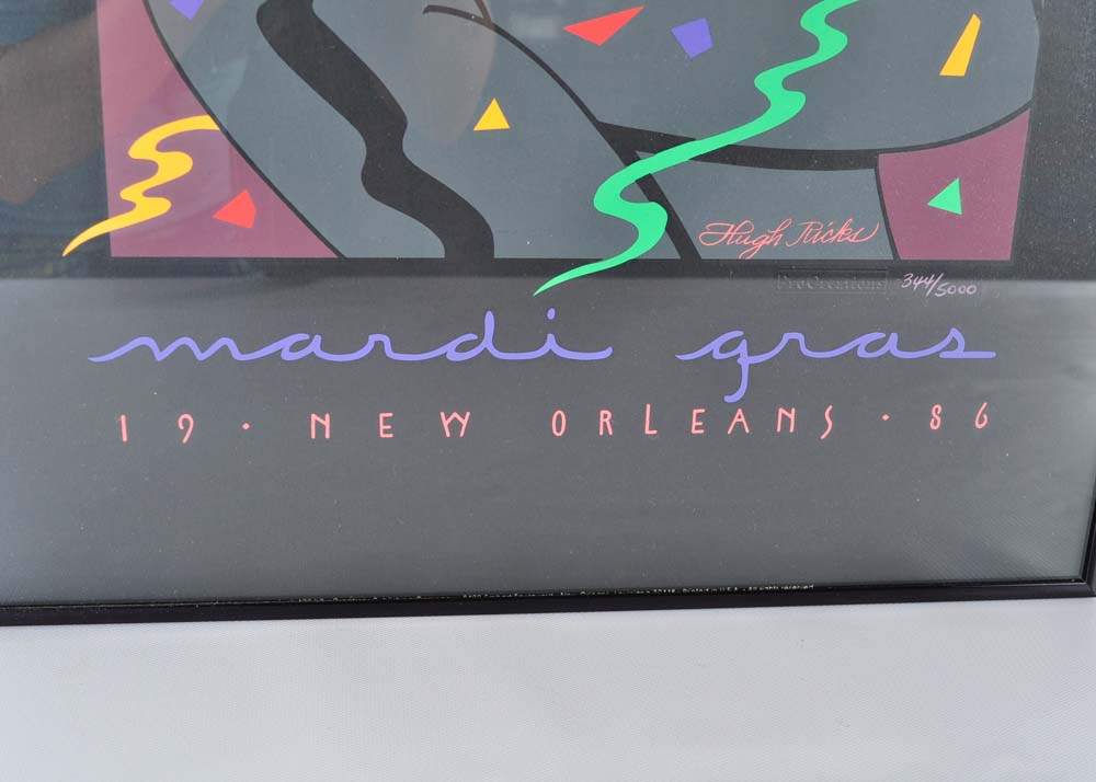 1986 Mardi Gras Numbered Lithograph Poster