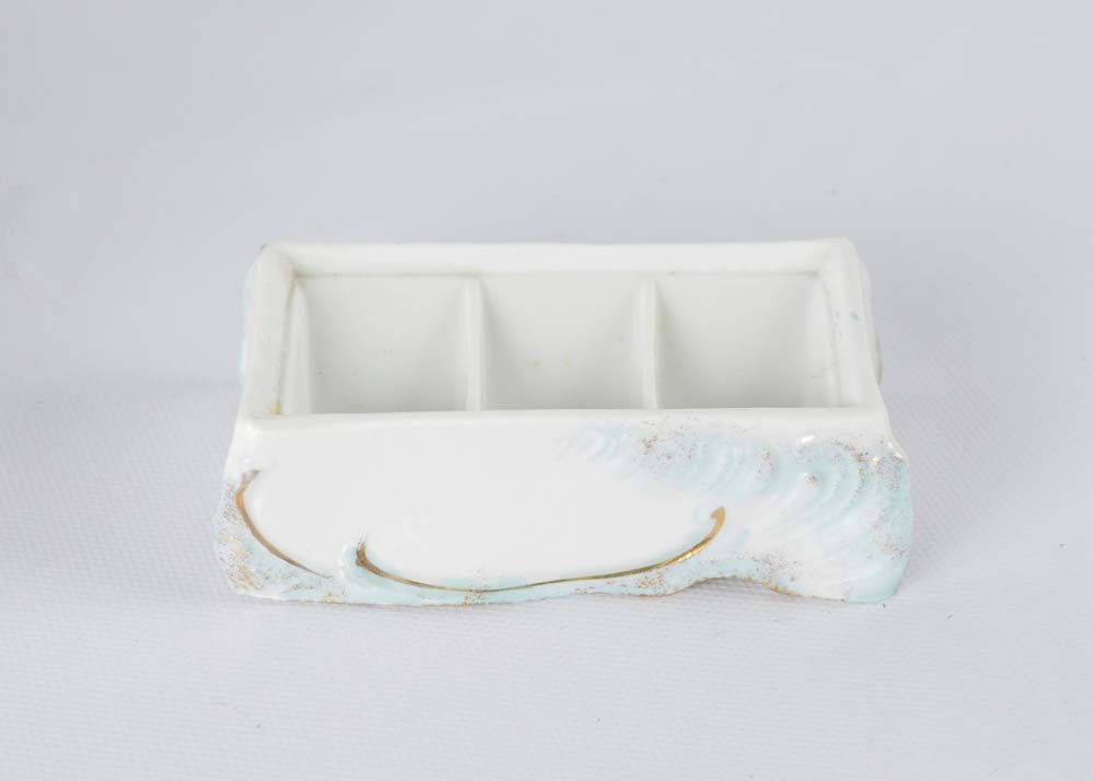 Vintage Double Inkwell and Stamp Holder