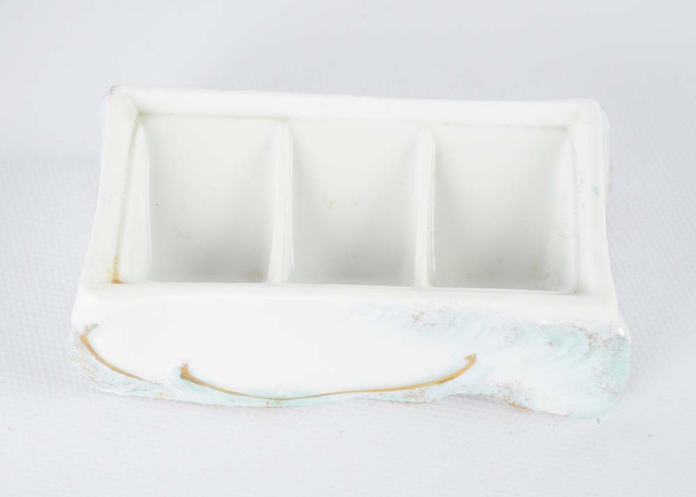 Vintage Double Inkwell and Stamp Holder