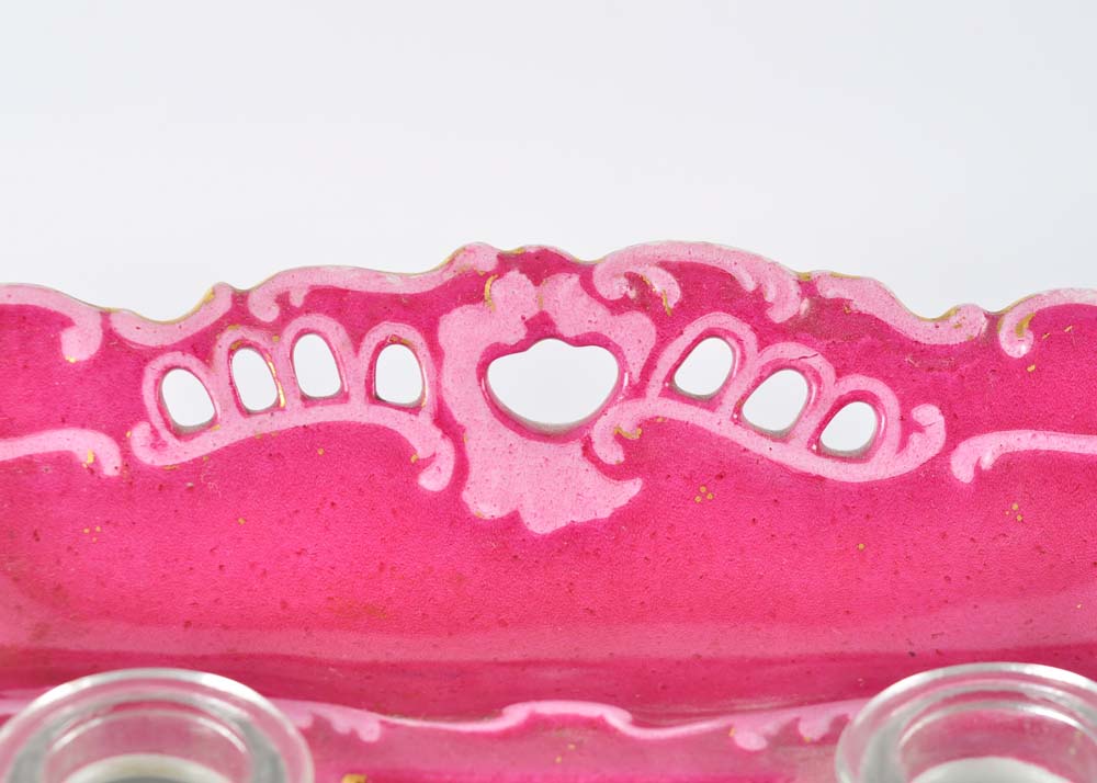 Vintage Double Inkwell and Stamp Holder