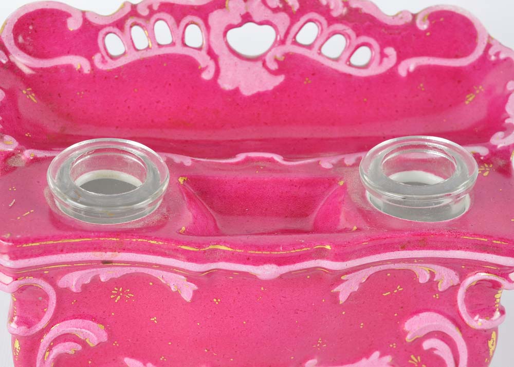 Vintage Double Inkwell and Stamp Holder