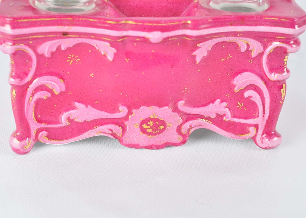 Vintage Double Inkwell and Stamp Holder