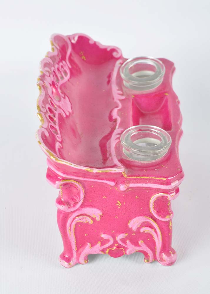 Vintage Double Inkwell and Stamp Holder