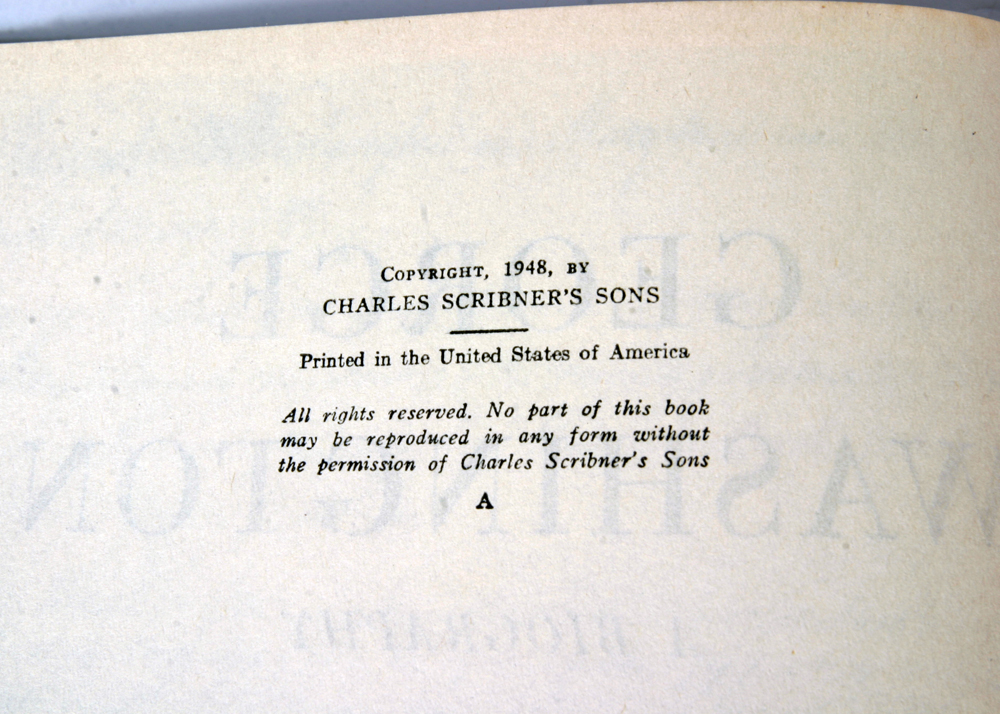 1948 First Edition "George Washington: A Biography" by Douglas Southall Freeman