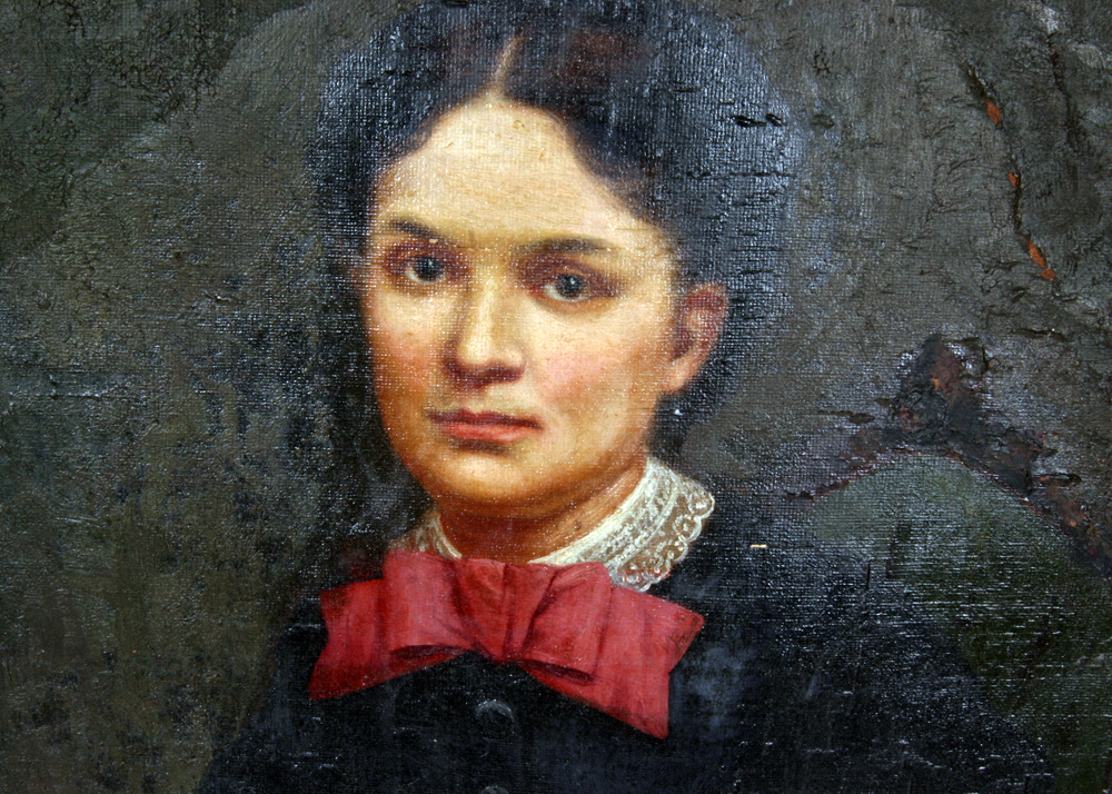 Antique Oil on Canvas Portrait of a Woman