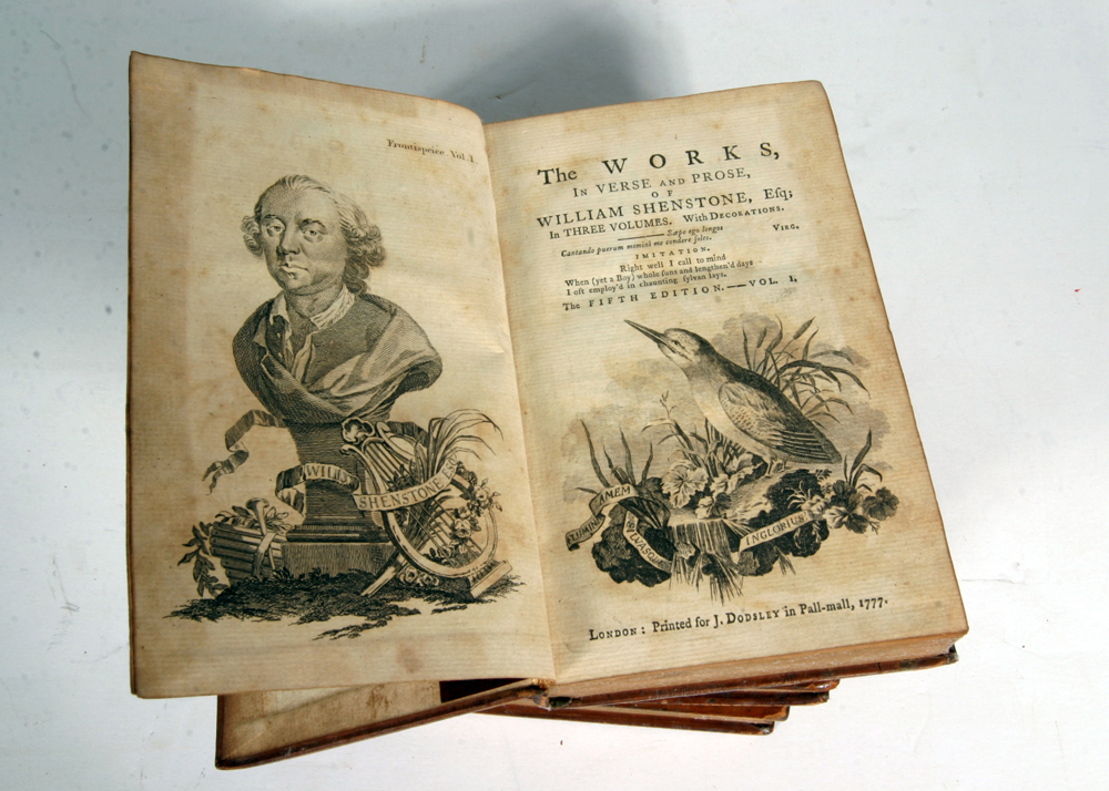 1777 Three-Volume "The Works in Verse and Prose of William Shenstone"