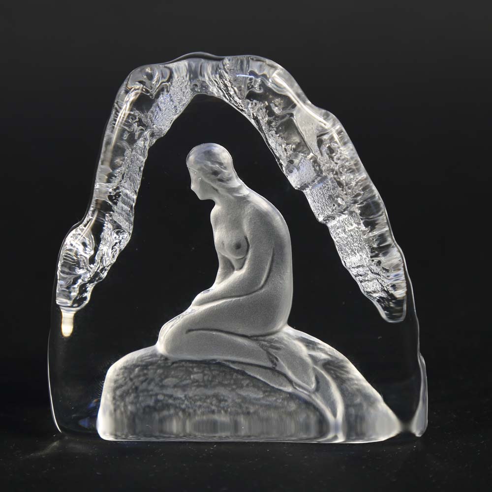 Nybro Sweden Glass Mermaid Sculpture