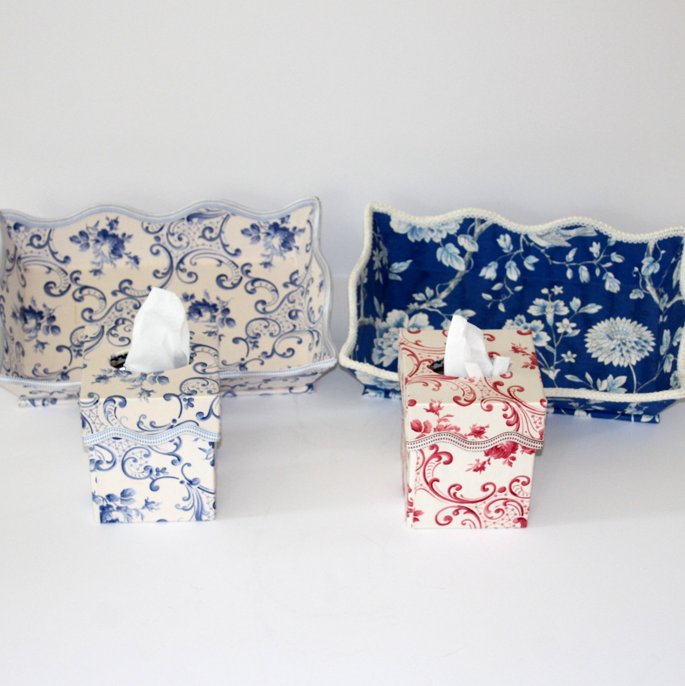 Fabric-Covered Dresser Trays and Tissue Box Covers
