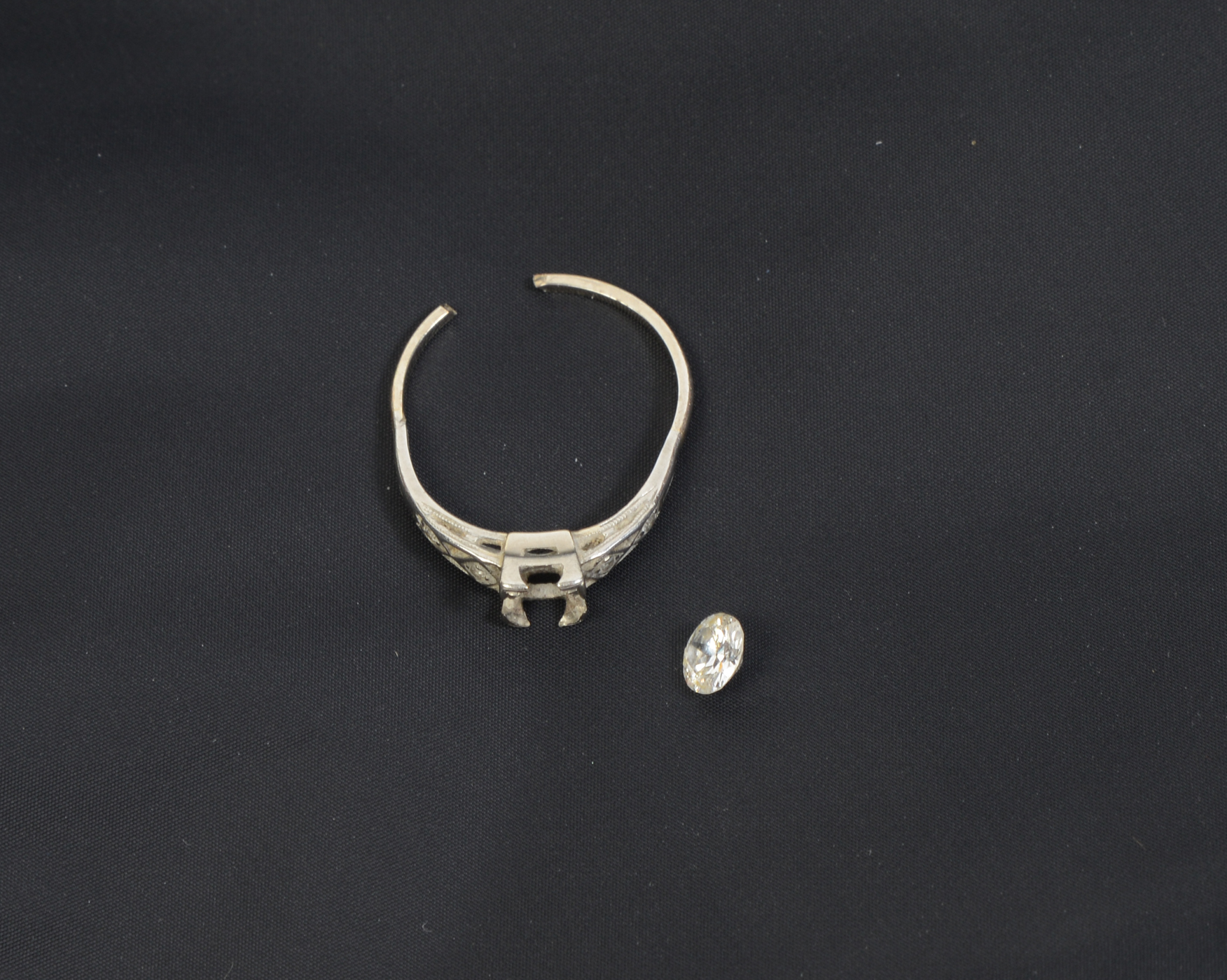 Antique 14 K White Gold and Diamond Irish Engagement Ring