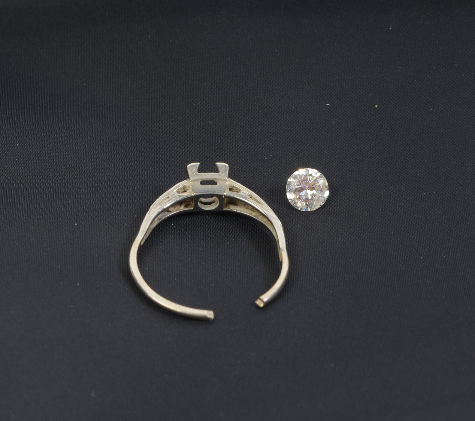 Antique 14 K White Gold and Diamond Irish Engagement Ring