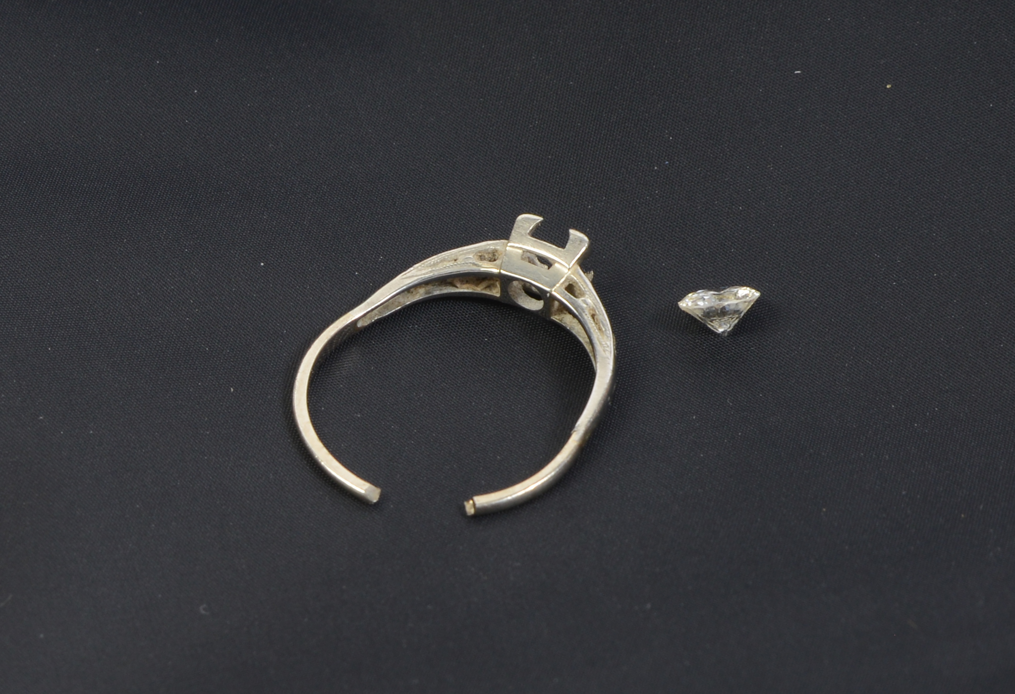 Antique 14 K White Gold and Diamond Irish Engagement Ring