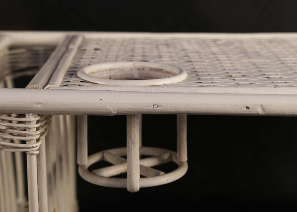 Vintage White Wicker Breakfast Tray