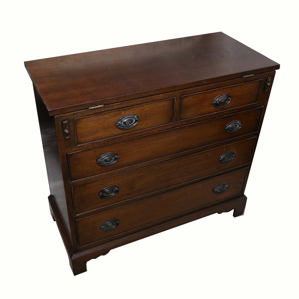 Vintage Federal Style Walnut Bachelors Chest Of Drawers