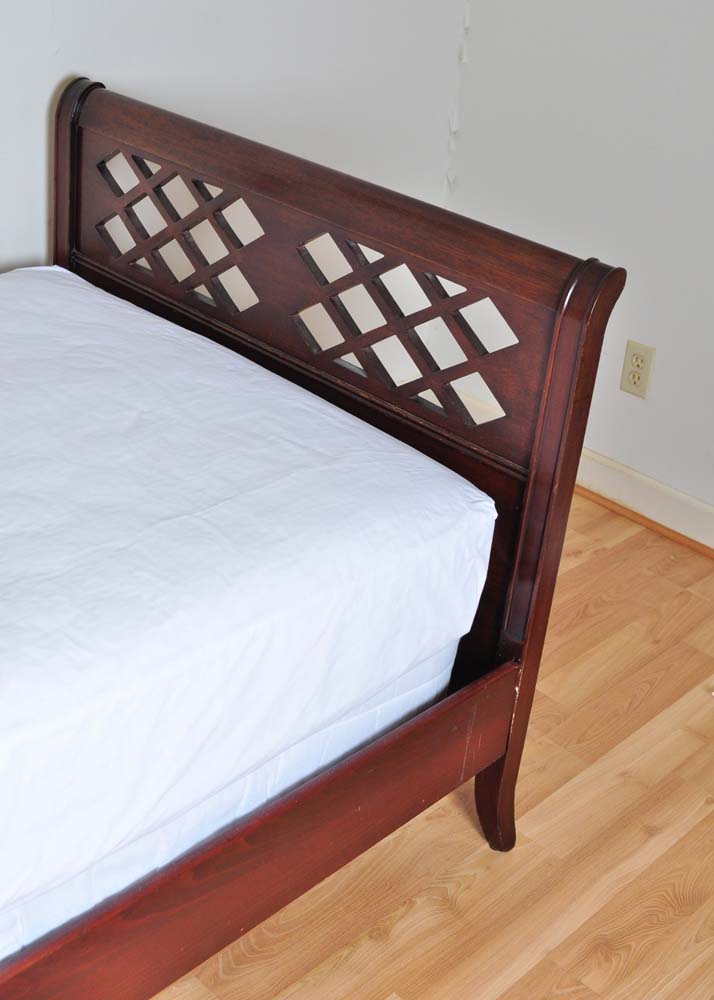 Mahogany Stained Daybed with Coordinating Linens and Pillows