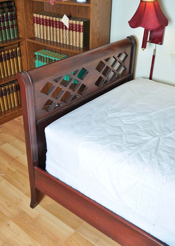 Mahogany Stained Daybed with Coordinating Linens and Pillows