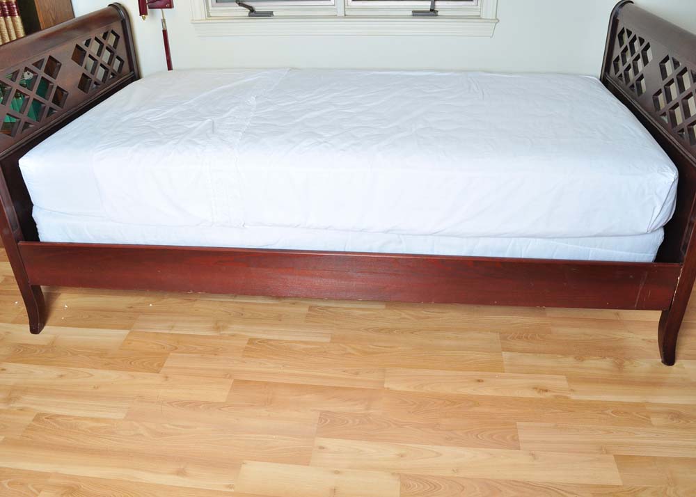 Mahogany Stained Daybed with Coordinating Linens and Pillows