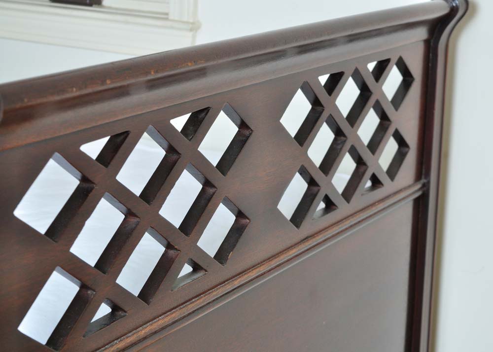 Mahogany Stained Daybed with Coordinating Linens and Pillows