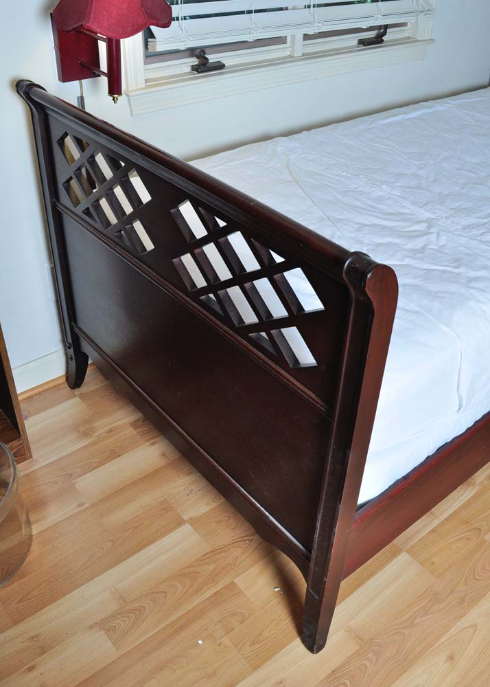 Mahogany Stained Daybed with Coordinating Linens and Pillows