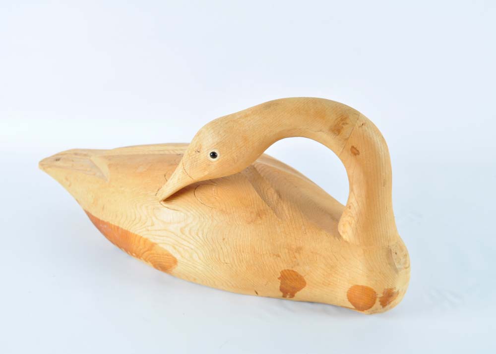 Pair of Carved Wooden Geese