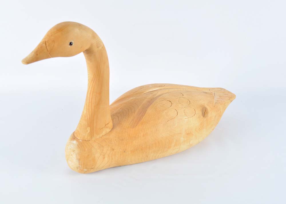 Pair of Carved Wooden Geese