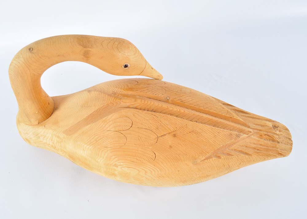 Pair of Carved Wooden Geese