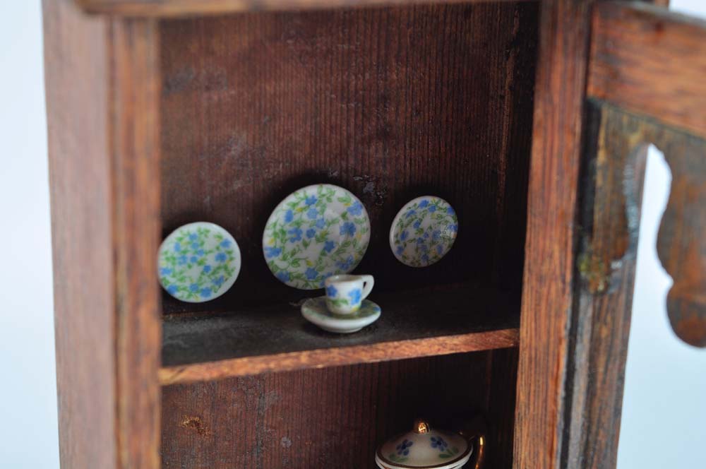 Miniature China Cabinet with China