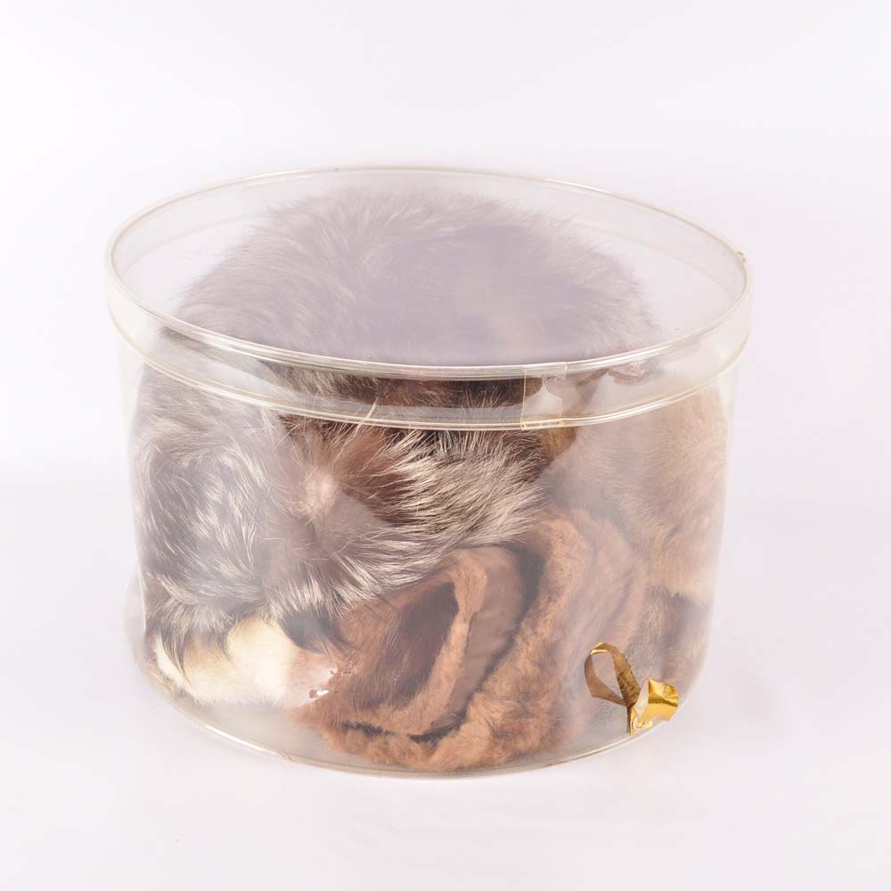 Assorted Fur Collars in Hat Box